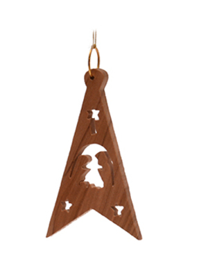 Weihnachtsanhänger: Baum mit Hl. Familie 4 x 7 cm