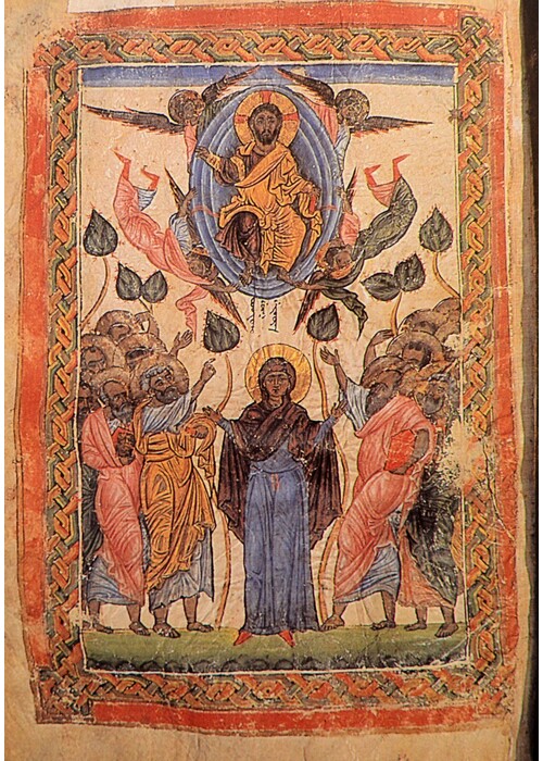 Oster-Karte: "Christi Himmelfahrt" (Evangeliar des Dioscoros Theodoros)