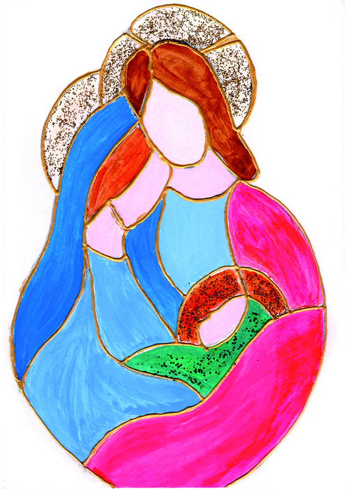 Weihnachts-Faltkarte: Hl. Familie - Kinderzeichnung Libanon